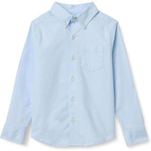 Amazon Essentials Boys' Long Sleeve Oxford Button Down Shirt (10, Light Blue)