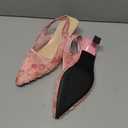 Elegant Lace Kitten Heels for Women - Slingback Pointed Toe Floral Mesh Dress Shoes - Low Heel Formal Wedding Guest Party Sandals (Size 8)