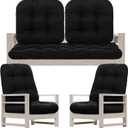 Wenqik 7 Pcs Outdoor Wicker Chair Cushions Set with 1 Loveseat Cushions 44 x 19 in Weatherproof & 6 U Shaped Cushions for Wicker Patio Furniture Porch Swing Bench Seat Sofa Couch(Black)