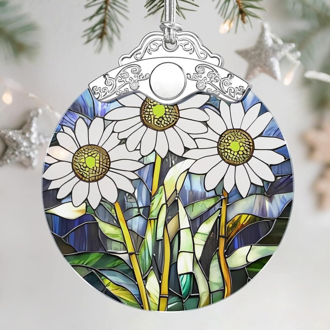 Christmas Ornaments: Stained Glass Ornament, Birth Flower Ornament, Christmas Tree Ornaments & Xmas Tree Decorations Exquisite Holiday Decor, Birth Flower Gifts Perfect Holiday & Xmas Gifts - Apr