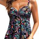 Women's Underwire Tankini Top Only- Twist V Neck Swimsuit Top Flowy Bathing Suit Top No Bottom 2025, Size 18W