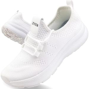 ZYEN Wide Toe Box Shoes Women Non-Slip Ultra Light Running Sneakers Extra Wide Feet Arch Support Walking Shoes Tennis Diabetes Breathable Gym Workouts 6-12 (7.5 Wide, White)
