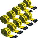 Truck Straps, 4" x30' Heavy Duty Tie Down w/Flat Hooks 18,000lbs Break Strength, WLL# 6000lbs, Winch Straps Cargo Straps tie Down for Flatbeds, Trucks, Trailers, Farms, Rescues, Tree Saver(10 Pack)