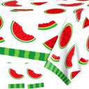 2-Pack Watermelon Tablecloths 51x87 Inch Watermelon Party Tablecloths Disposable Plastic Table Covers Melon Table Cloth Melon Tablecloth for Summer one in A Melon Party Decorations