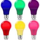 LED Colored Light Bulbs 9Watts (60W Equivalent), Non-Dimmable E26 Base for Wedding Halloween Christmas Party Bar Decor, 6-Pack