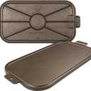 Wagner Cast Iron Griddle 1950 Vintage Reissue in Wooden Box Double Burner Griddle for Stovetop & Outdoor Cooking Pre-Seasoned Cast Iron Handcrafted in USA Naturally Nonstick