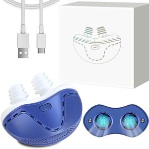 Mini Anti Snoring Devices for Snoring, Effective Anti Snoring Device, Peaceful Sleep Snore Solution - Suitable for All Nose Shapes and Both Men and Women (2 Replaceable Silicone Tips) (1PC, Blue)