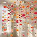 XunYee 6 Pcs 35.4 ft Flower Garlands Artificial Wildflower Vines Floral Hanging Backdrop Fake Flower Garlands Faux Silk Wildflower Vine for Wedding Bridal Shower Home Garden Wall Arch Decor (Rose)