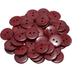Lilaly 50 PCS 3/4 inch Buttons for Crafts, 2 Holes Resin Dark Red Buttons, for Sewing Children Sweater DIY Crafts Scrapbooking (Dark Red)