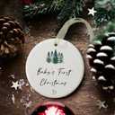Babys First Christmas Ornaments 2025 Babies First Christmas Ornament Baby's 1st Ornament for Boys Girls Round Ceramic Decoration with Gift Box&Ribbon (2.9" (New Baby-green Christmas Tree)