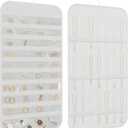 Hanging Jewelry Organizer Storage, 40 Pockets 36 Hooks Necklace Earring Necklace Bracelet Ring Organizer, Double - Sided Design, White
