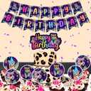 Cheereveal Rainbow Cheetah Birthday Decorations for Boys Girls - Leopard Print Happy Birthday Backdrop, Cheetah Wild Cake Cupcake Toppers, Jungle Safari Animal Theme Party Supplies