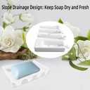 Silicone Soap Dish,Self Draining Soap Holder Perfect for Shower,Bathroom Sink,Kitchen Sink & Travel,Non-Slip Bar Soap Holder Extend Soap Life,Keep Soap Bars Dry & Easy Cleaning White-2Pcs