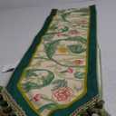 patdrea Designer Green Floral Table Runner,French Elegant Vibrant Rustic Linen with Green Leaves Patterns Fabric Table Mat,Decoration for Kitchen Dining Room Banquet Christmas,18"x87" (12"x87", Cecilia a Linen)