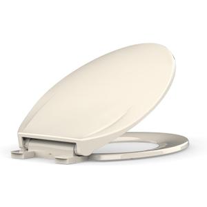 Toilet Seat Elongated,Toilet Seat with Quick-Release And Quick-Attach, Plastic Toilet Seat with Soft Close, Easy Install and Clean - Almond