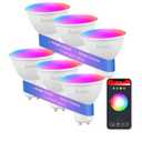 6 Pack GU10 Smart Bulbs, 5W GU10 LED Light Bulb, Color Changing, Dimmable, Music Sync, Timer, Group Control WiFi Recessed Track Light Bulbs Compatible with Alexa, Google Assistant