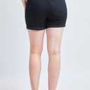 Women's Curvy Fit Exposed Button Cuffed Shorts, Medium Blue, 10 (Black)