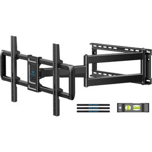 PERLESMITH Long Arm TV Wall Mount Full Motion for 37-75 inch TVs, Corner TV Mount Bracket with 27.36-inch Articulating Long Extension Arm, Swivel&Tilt, Max VESA 600x400mm up to 110lbs, 16" Wood Stud