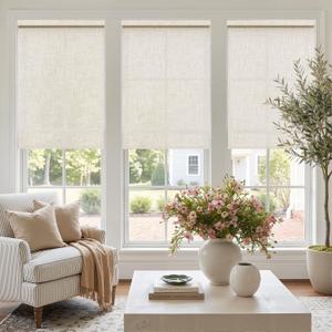 Natural Linen Cordless Roller Shades Light Filtering Blinds 30" W x 72" H