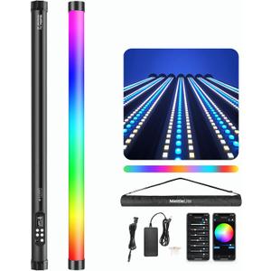 Mettlelite TLX2 RGB Tube Light LED Full Color Portable Video Light with APP DMX Control 2 ft 2800K-8000K CRI96 TLCI97 360 RGB CCT HSI Mode 10 Customizable Light Effects Built in Rechargeable Battery