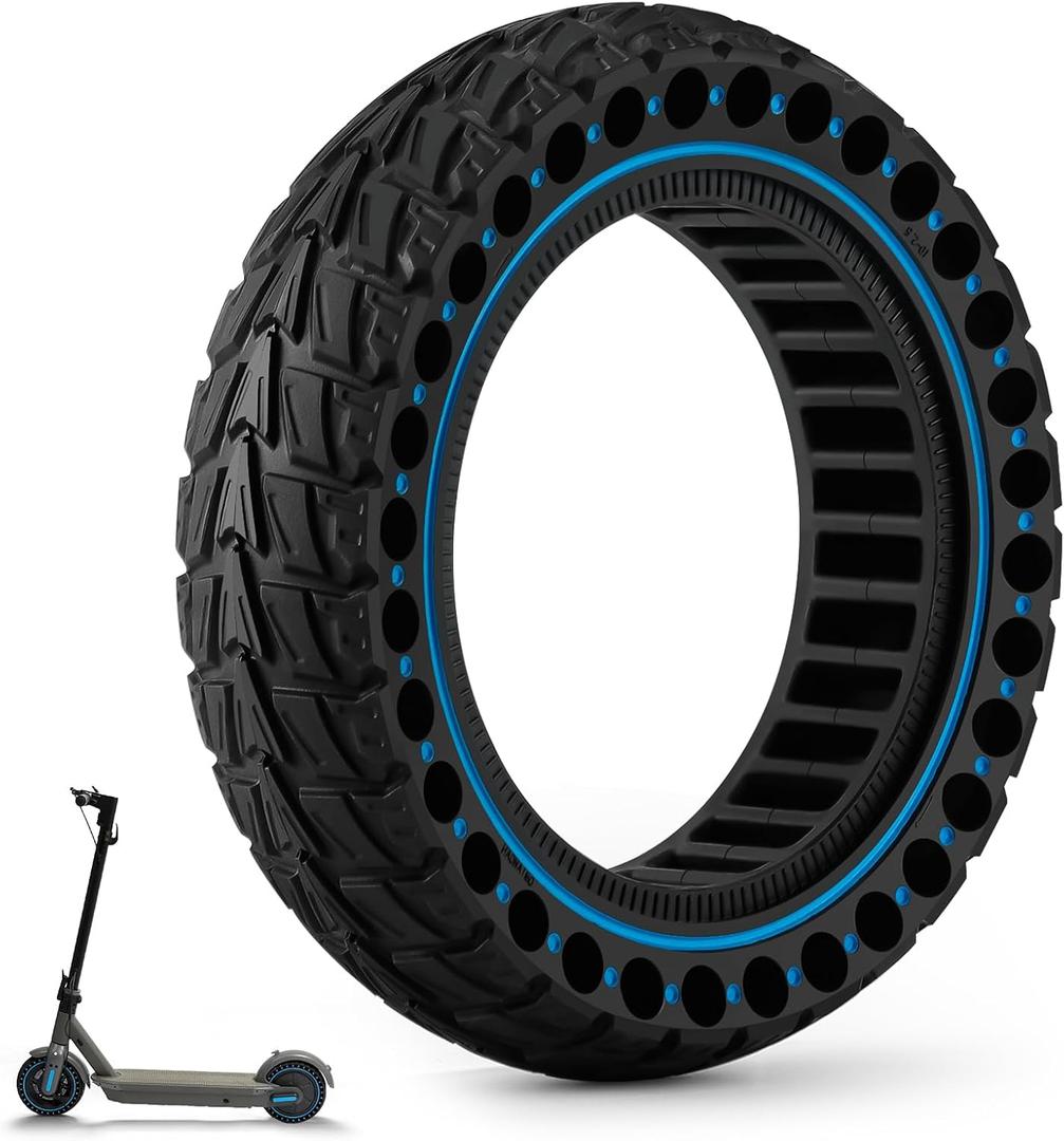 HAONAIMO 10" x 2.5 Solid E Scooter Tires - Replacement Rubber Wheels 60/70-6.5 for Ninebot Max G30/G30D/G30E/G30LP - 10 Inch Honeycomb Tire - Durable & Studless Tire- Blue