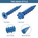 SATANTECH Concrete Screws with Drill Bit, 200Pcs Concrete Screw 1/4 3/16 Assortment Kit, Flat & Hex Head Masonry Block Brick Cement Screws and Anchors, No Pre Drilling, Diamond Point
