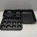 Zapstarz 5 Pieces Baking Pans Set, Nonstick Baking Sheet Tray Oven Pans Bakeware Set, Baking Supplies with Round/Square Cake Pan, Muffin Pan, Loaf Pan, Roast Pan, Stackable Baking Sets for Cooking