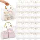 Cididu 30 Pcs Clear Plastic Gift Bags with Handles, 12.5x5.5x9.8 inch Large Tote Bag with Cardboard Bottom, Reusable Shoppping Bags for Mother's Day, Wedding, Party, Baby Shower, Boutique Packaging