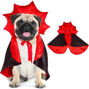 ADOGGYGO Vampire Devil Dog Costume - Halloween Cloak Cape for Small, Medium, Large Dogs (Black & Orange, Medium)