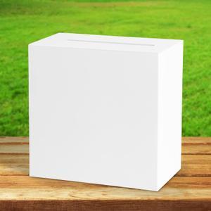 Fowecelt White Wooden Wedding Card Box, Large DIY Card Gift Box for Wedding Reception, Graduation Party, Bridal Shower, Keepsake Party Favor, Cosmetic Home Decor (10 x10 x 5.5 Inch)