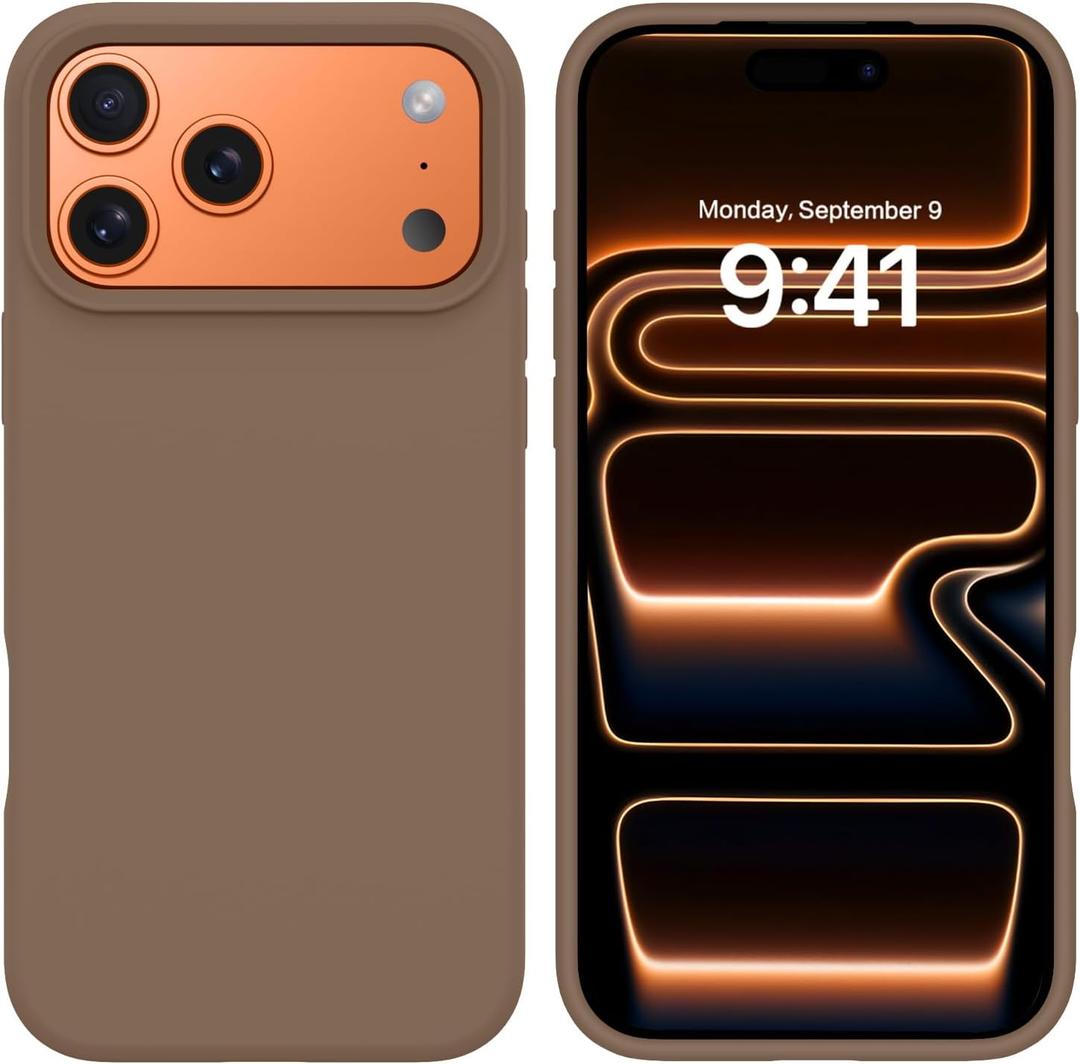 BENTOBEN for iPhone 17 Pro Max Case, Liquid Silicone Anti-Slip Microfiber Lining 17 ProMax Phone Case, Slim Soft Gel Rubber Anti-Scratch Shockproof Cover for iPhone 17 Pro Max 6.9" 2025, Brown