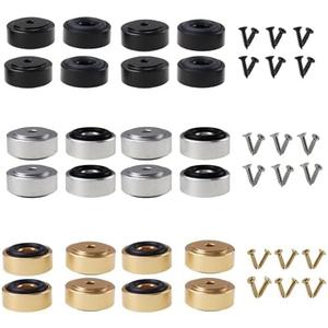 Nihfien Pallet Metal Feet with Screws, 13/16" W x 3/8" H Butcher Block Non Slip Pads for Wood, Bamboo Cutting Board (Set of 24), (Black and Gold anh Silver)