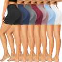 GROTEEN 7 Pack High Waisted 5''/8'' Biker Shorts for Women - Buttery Soft Black Workout Yoga Running Spandex Yoga Shorts (Small-Medium, 02-7 Pack Black/Gray/Navy/White/Rosy Brown/Wine Red/Light Blue)