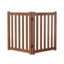 Wooden Freestanding Foldable Dog Gate, 24 Inch Height 2 Panel Pet Gate No Drill for Doorways Stairs, Fully Assembled Indoor Puppy Fence (Teak Color, 40" W x 24" H)