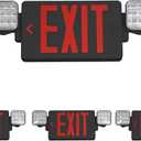 CM MZY Black Housing Exit Sign with Emergency Light, Red Exit Signs with Battery Backup,Combo for Business,Two Adjustable Square Head,US Standards,UL Certified,120/277V AC,4 Pack