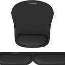 TECKNET Ergonomic Keyboard Wrist Rest and Mouse Pad, Foldable Memory Foam Wrist Rest for Computer Keyboard, Durable Mousepad for Computer Laptop Mac, Lightweight for Easy Typing and Pain Relief, Black