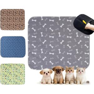 Puppy Pads with Pheromones, Washable Pee Pads for Dogs Potty Training, Reusable Dog Mat with Pet Hair Removal Gloves for Playpen, Crate, Whelping Box (Gray,L)