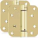 2 Pack Self Closing Door Hinges, 4 Inch Spring Loaded Door Hinges for Garage, Front, Back Door, Left/Right Hand, Adjustable Tension, 5/8'' Radius Corners, UL Listed, Gloden