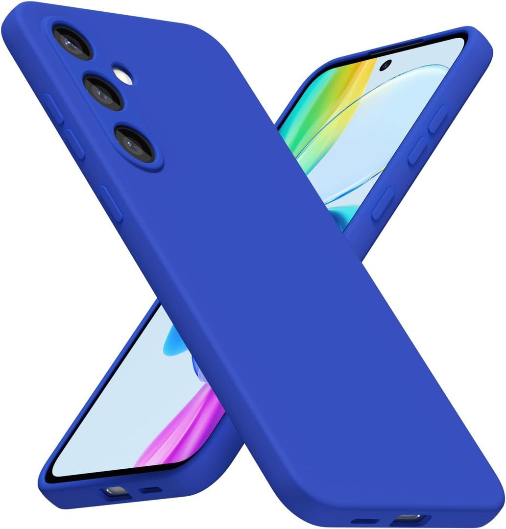 LoeoeL for Samsung Galaxy S25 Phone Case Silicone, Minimalist Ultra Thin Slim Soft Rubber Gel Solid Color Matte TPU Cute Case for Women Men, Girly Plain Aesthetic Design & Camera Cover, Royal Blue
