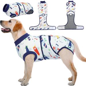 Kuoser Recovery Suit for Dogs Cats After Surgery, Professional Pet Recovery Shirt Dog Abdominal Wounds Bandages, Substitute E-Collar & Cone,Prevent Licking Dog Pet Surgery Recovery Suit (XL (Back:20.1-24.8'', Weight:42-75 LB))