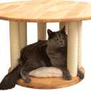 Modern Round Coffee Table  Oakwood Center Table for Living Room  Small-Space Friendly  Ideal for Cats and Kittens  Perfect for Apartment, Studio, or Sala