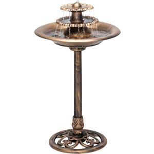 Alpine Corporation TEC106-BZ 35” Tall 3-Tier Pedestal Water Fountain with Birdbath in Vintage – Outdoor Garden Fountain for Yard, Patio, Deck Decoration, Bronze