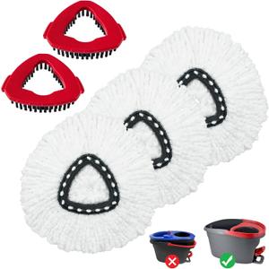 Mop Heads Replacement for Ocedar, Mop Replace Head for Ocedar EasyWring 1 Tank, Microfiber Spin Mop Refills, Include 3 Spin Mop Replacement Head Deep Cleaning Machine Washable with 2 Scrubber Mop Head (White)