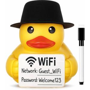 Soulchen 3 Pcs 7 Inch Wi-Fi Password Sign for Guests, Erasable Rubber Duck Wi-Fi Sign for Home Office Desk, Cute Yellow Duck Decor with Pen
