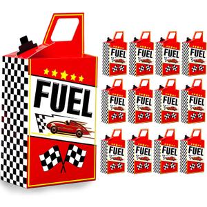 12PCS Race Car Fuel Can Treat Boxes Racing Birthday Party Supplies Black And White Checkered Flag Party Boxes