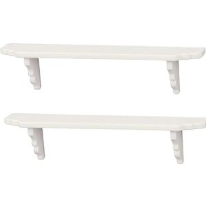 2 Pcs White Dollhouse Wall Shelf,1:12 Scale Miniature Dollhouse Accessories,Doll House Storage Wall Shelf for Kitchen Scene Dcor Accessories,DIY Wooden Dollhouse Furniture Set