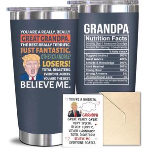 NewEleven Fathers Day Gift For Dad - Funny Present For Father, Men - Dad Birthday Gift, Unique Father Gifts From Daughter, Son, Kid, Wife - 20 Oz Tumbler Navy (Great grandpa trump navy)