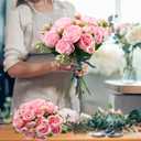 Geosar 8 Bundles Artificial Peonies Flowers Fake Silk Peony Bouquet Faux Peonies Flowers Bulk for Decoration Vase Floral Arrangements Wedding Party Table (Pink)