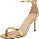 GENSHUO Women's Heeled Sandals Dressy Strappy Stiletto High Heels 3 Inch Square Open Toe Ankle Strap Buckle Sexy Prom Wedding Dress Shoes Ankle Wrap, US 10