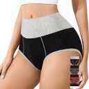 High Waisted Cotton Underwear for Women Postpartum Stretch Breathable Panties Ladies Full Coverage Briefs 5 Pack (M)